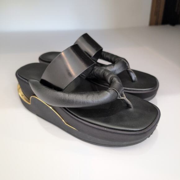 4CCCCEES Eclipse Sling Shoe Black Thong Sandal Platform Leather 39 US 8-8.5 $350 - Picture 5 of 14